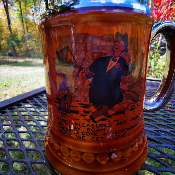 Vintage Lord Nelson Pottery Brown and Silver Kitschy Beer Stein Mug - Picture 8 of 16